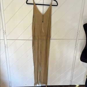 Mustard Sees medium Tan Sleeveless Jumpsuit